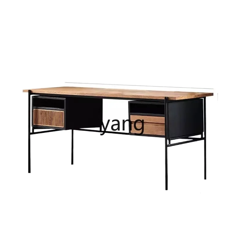 

LMM modern simple color matching desk wabi-sabi designer creative solid wood light luxury writing desk