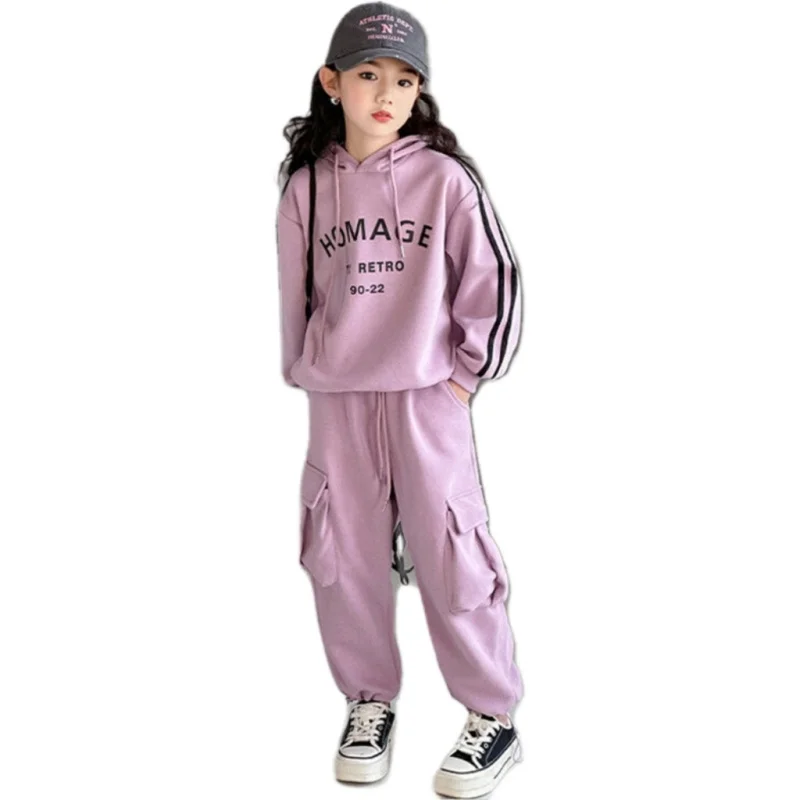 Felpe per ragazze + pantaloni tute per bambini 2 pz/set cotone 2024 Vintage primavera autunno tuta in cotone tute sportive abbigliamento per bambini