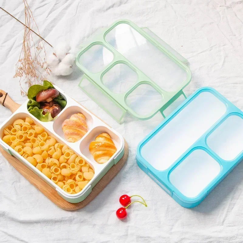 Bento Box Kids Food Container Lancheira Grid Plastic Tiffin 1L Student Snack Box Lunchbox Sealed Lonchera Fiambrera Infantil