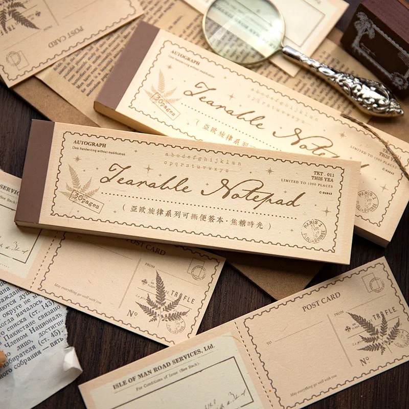Timbres-poste pour cadre mémo, notes déchirables, reçus, papier, livre, écriture, cahiers, tampons, matériel à la main, scrapbooking, 175x55mm, 30