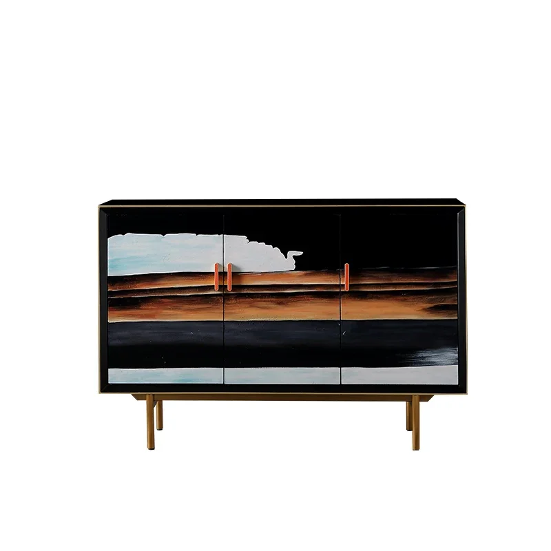 

Entrance Light Luxury Living Room Painted Partition Decorative Locker Solid Wood