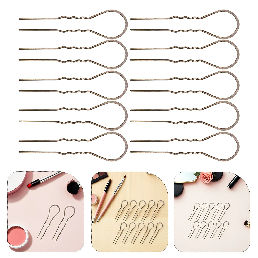 

10pcs Wavy Hair Stick U Shaped Hairpin Vintage Metal Clip For Women Ancient Bronze Alloy Bobby Pin Braiding Tool Accessory