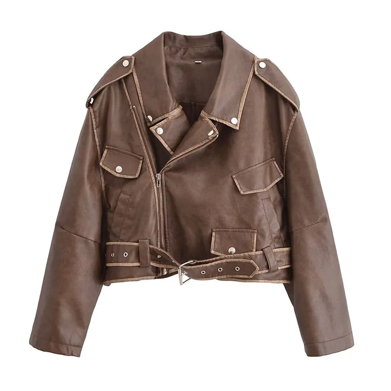 UETEEY 2024 Anorak Leather and Leather Jackets Women Clothing New in Outerwears Solid Coats & Women's