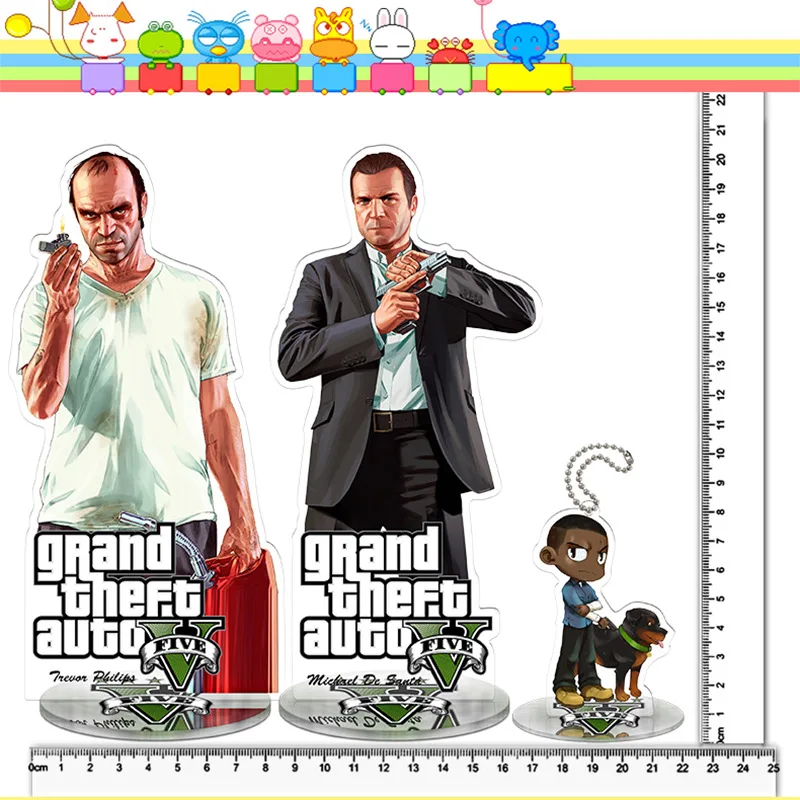 Gta 5 Game Acrylic Figure Display Stand Model Plate Double Sided Cartoon Design Wholesale Friends Girl Gift Ornaments Keychain