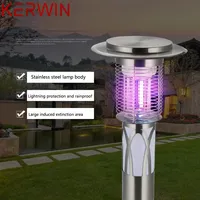 KERWIN Outdoor Mosquito Lamp Killer LED Electric Shock Insect Kill Electricity Lawn Light Silver Waterproof for Courtyard