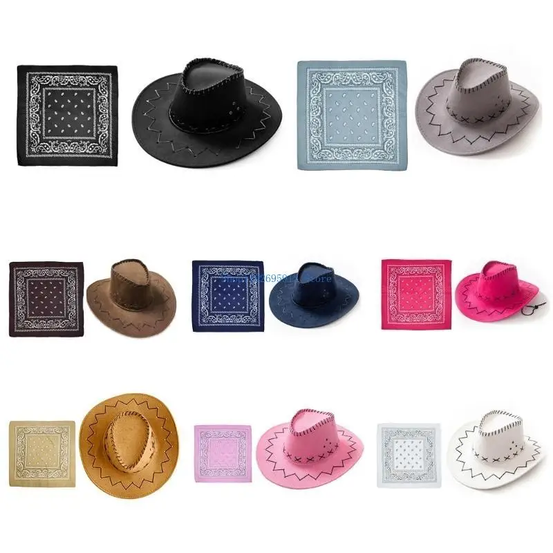 

N7YE Brimmed Hat Western Top Hats Hat Scarves Female Girl Bachelorette Party Costume Women Cosplay Clothing Accessories