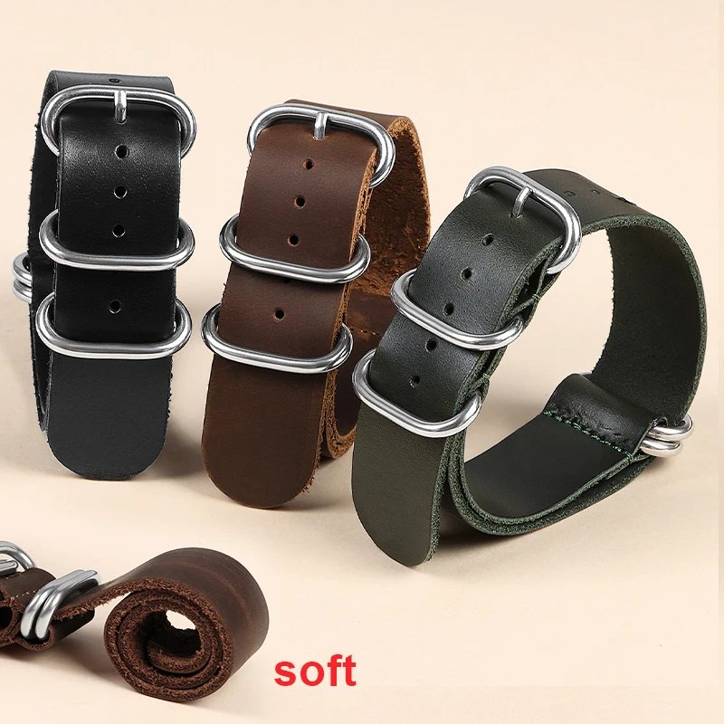 Vintage Cowhide Watch Band 18mm 20mm 22mm Handmade Cow Watch Strap for Seiko Replacement for Casio Men Women Watch Accessories