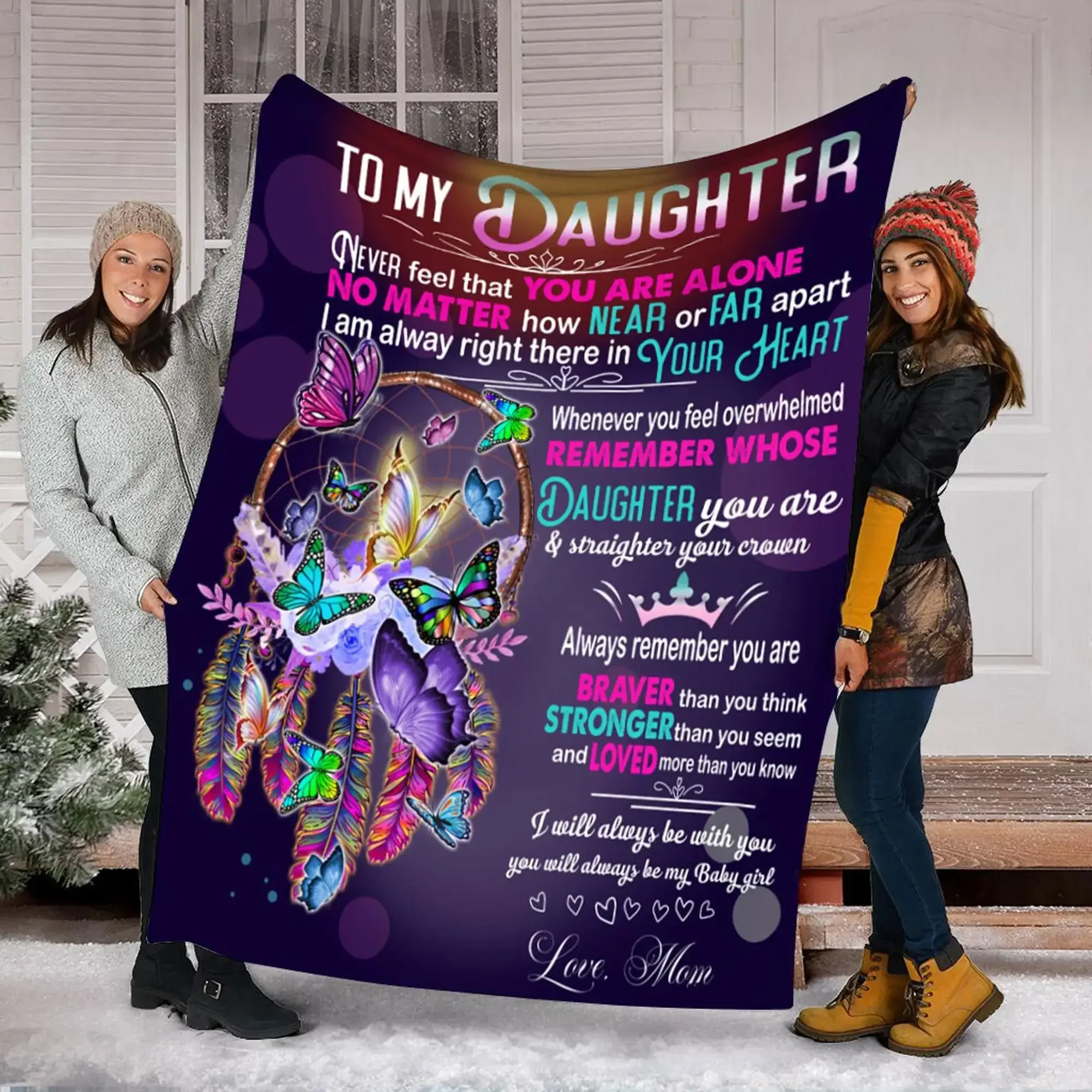 To My Daughter Husband Wife Niece Never Feel That You Are Alone Blanket Gift for Daughter Birthday Gift Anniversary Gift