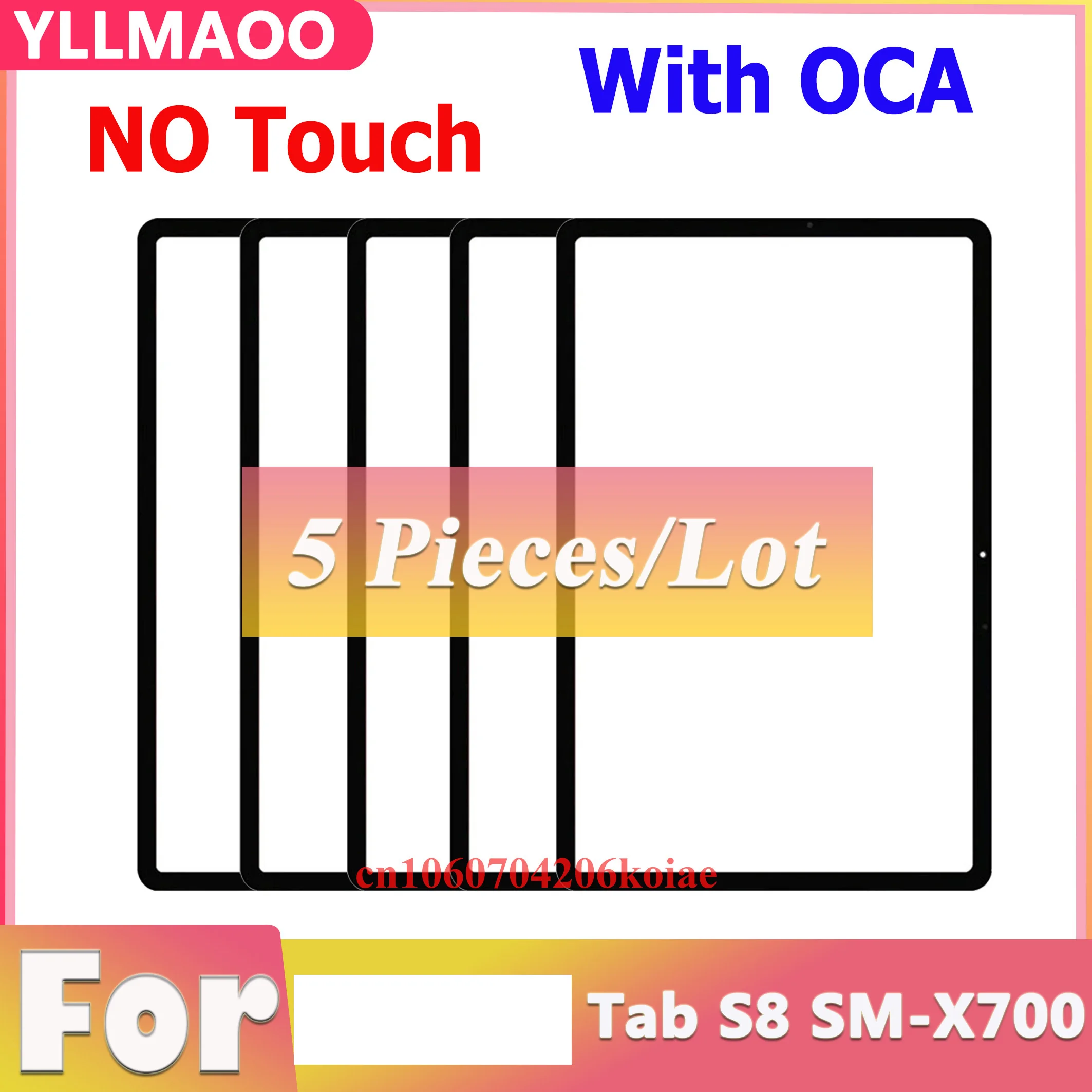 5 PCS Glass + OCA For  Tab S8 SM-X700 SM-X706 X706B X706N X706U Front Glass Screen Outer Panel Repair Parts