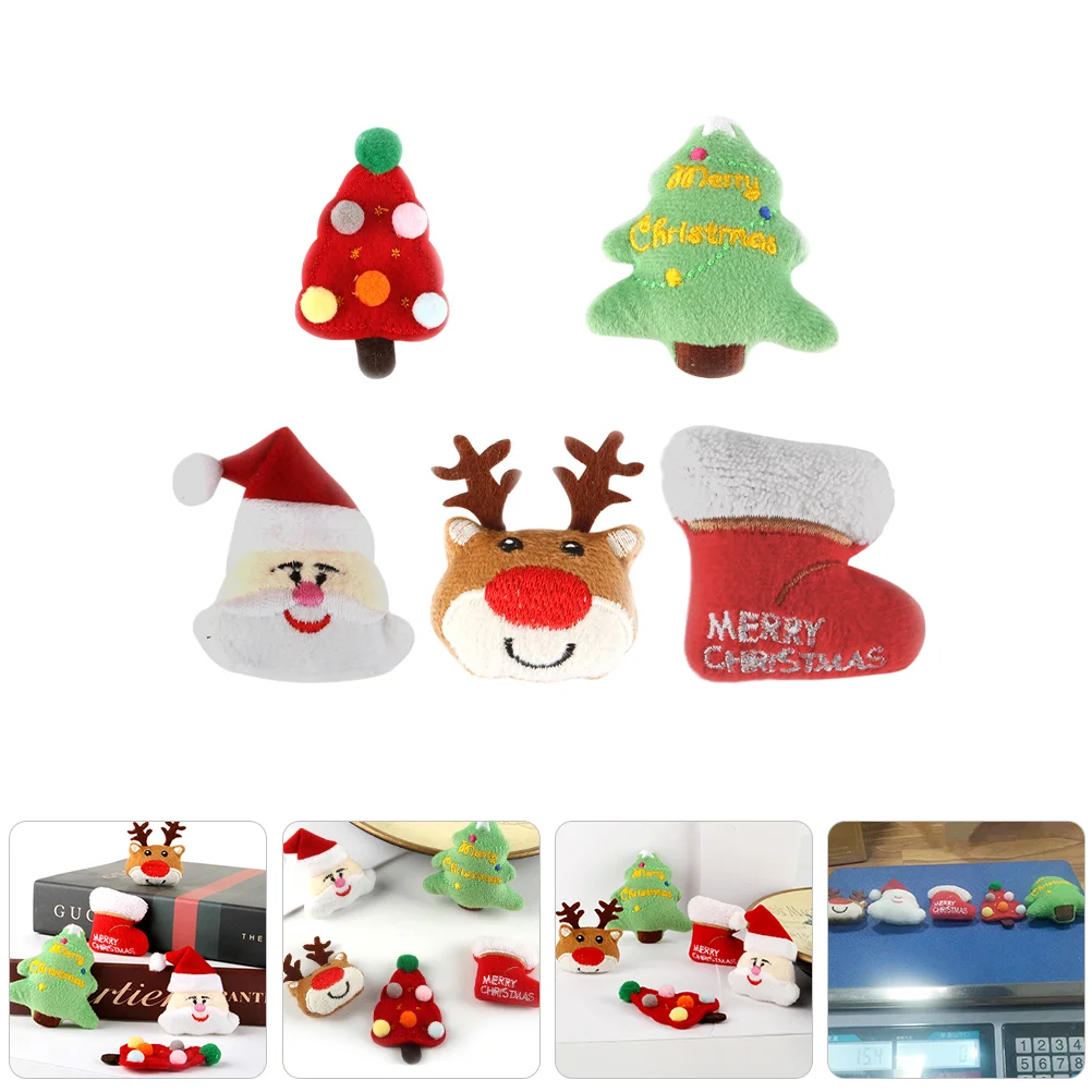 

5 Pcs Pet Christmas Plush Cat Toy Elk Tree Relieve Boredom and Teething Supplies Cartoon Modeling Cats Toys Kitten Small Cute