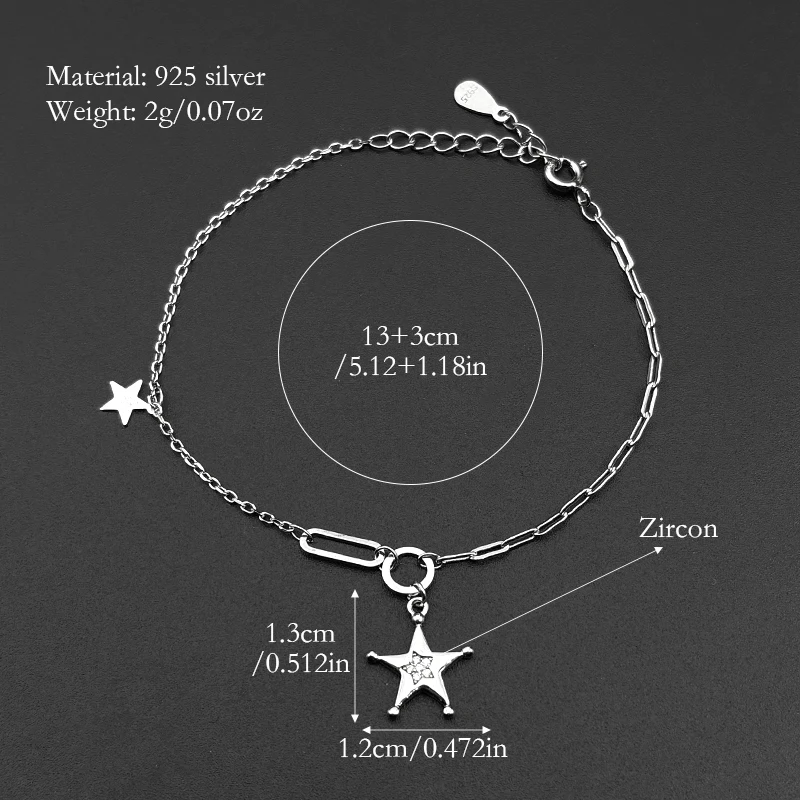 الكلاسيكية 925 فضة الساطع الزركون ستار أساور للنساء الفتيات موضة سلسلة اليد هدايا مجوهرات الزفاف الطرف #6