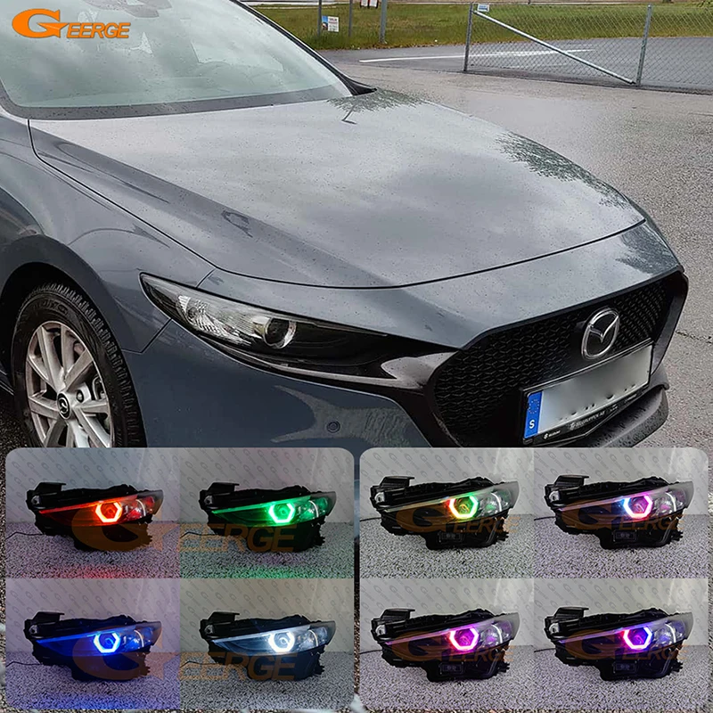 

For Mazda 3 Mazda3 Axela BP 2019 2020 2021 2022 2023 2024 Bluetooth App Dynamic Multi Color RGB Led Angel Eyes Hex Halo Rings