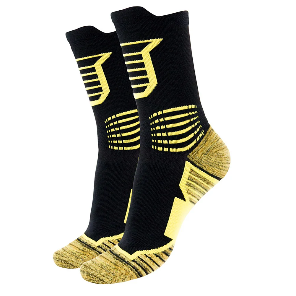 

1Pair Toweling Breathable Sports Socks Sweat Absorption Fitness Socks Yellow Size Adults 38 41 Breathable Comfortable