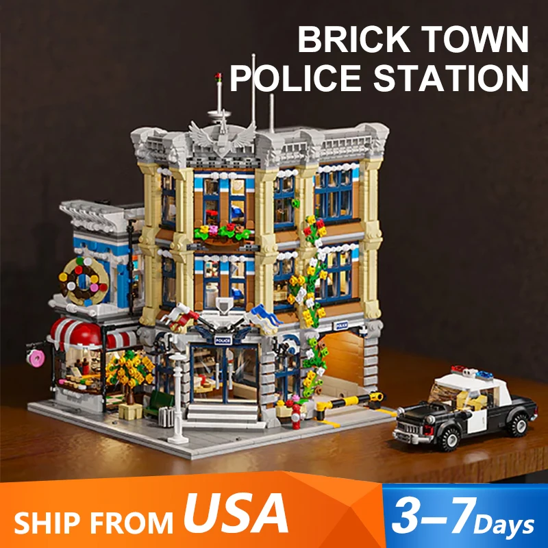 

Brick Town Police Station House Buildings Sets,City Apartment Store Model Modular Buildings Blocks Gift for Adults Kids 3200PCS