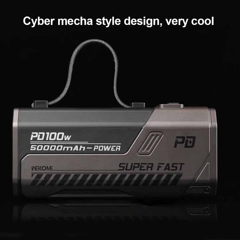 باور بانك شحن سريع 100 وات بقدرة 50000 مللي أمبير في الساعة مع أضواء LED فائقة السطوع وبطارية مخرجات متعددة المنافذ لهاتف آيفون وشاومي وسامسونج