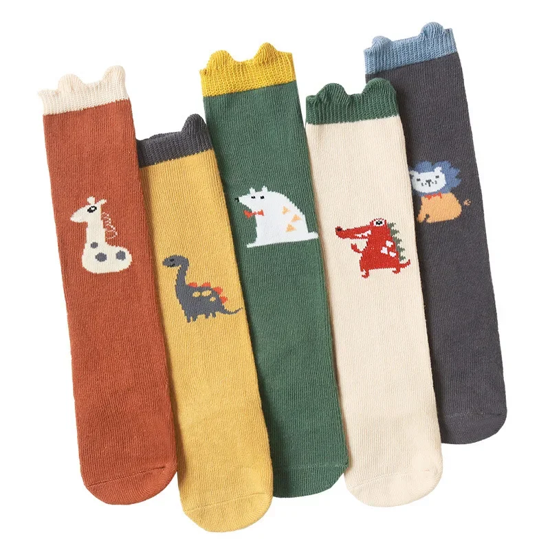 Chaussettes longues en coton pour bébés garçons et filles, au-dessus du genou, antidérapantes, mignonnes, dessin animé, bas pour enfants