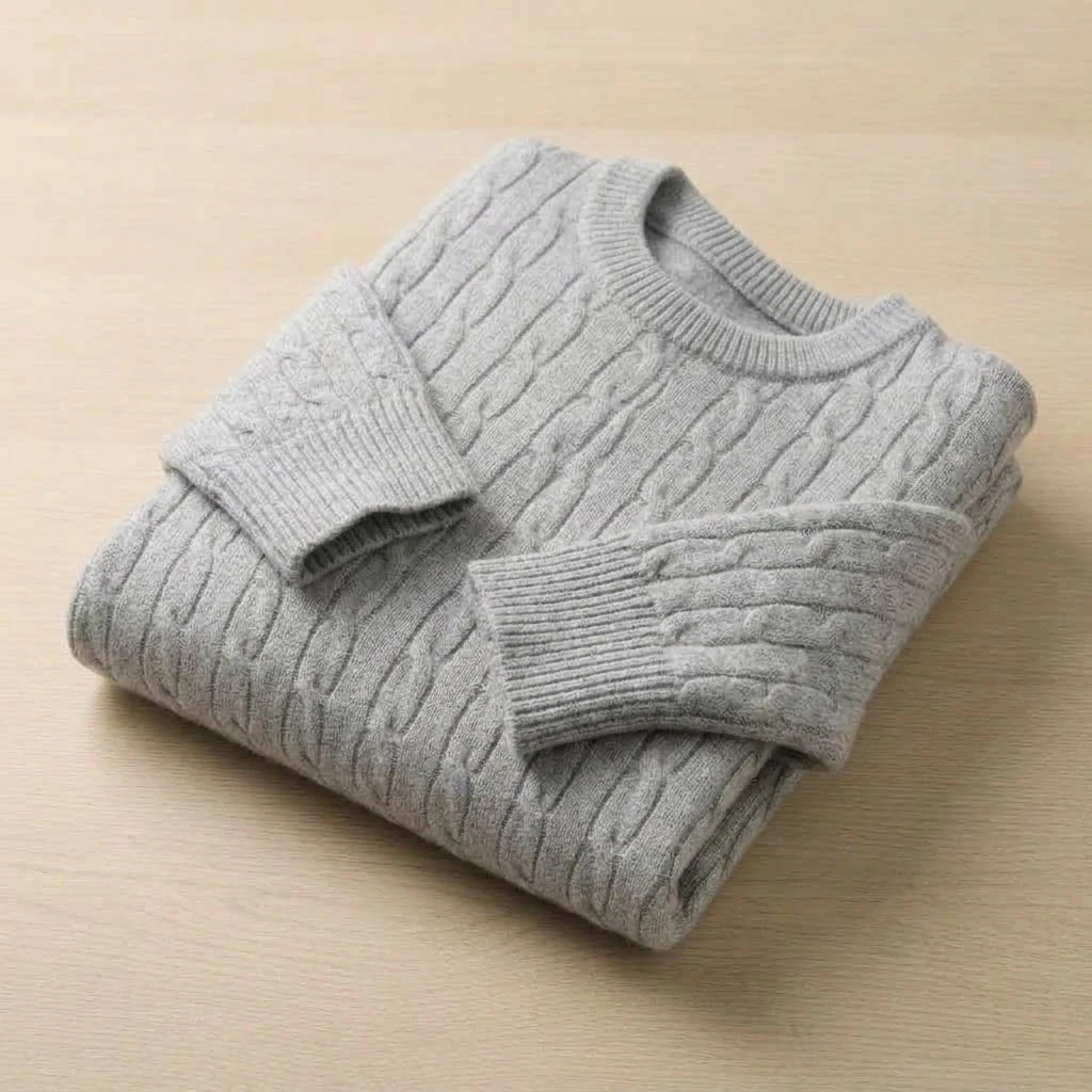 Neue Herbst-Pullover mit Zopfmuster, weiche Rundhals-Langarm-Strickpullover, warme Thermo-Pullover, Oberteile, Winterbekleidung, Mäntel – Detail 11