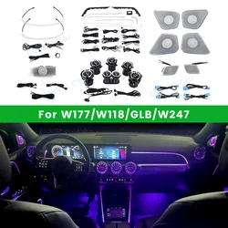 64 Colors Vents LED Ambient Light For Mercedes Benz W177 W247 W118 A/B/CLA/GLA/GLB C-Class 4D Speaker Luminous Cover Plate Lamp