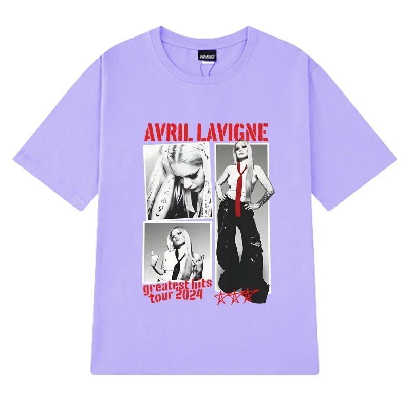رائجة البيع أفريل لافين أعظم الزيارات جولة 2025 مطبوعة تي شيرت الرجال النساء المتضخم قصيرة الأكمام تي شيرت للجنسين 100% ملابس علوية من القطن