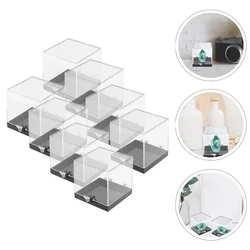 8 Pcs Storage Bins Tiny Boxes Square Cases Mineral Display Multifunction Ring Sample Clear Transparent Plastic Container Small