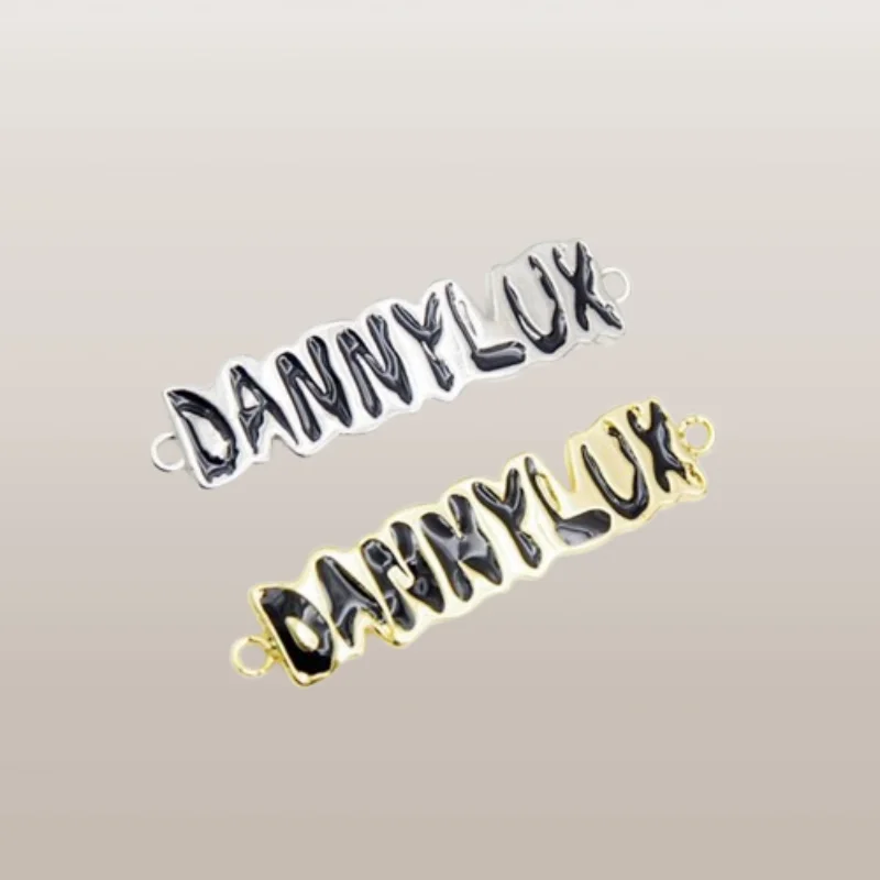 

5pcs Black Enamel Letter Connector Plated Copper Pendant for Bracelet DIY Accessories Merchandise for Music Festivals Concert