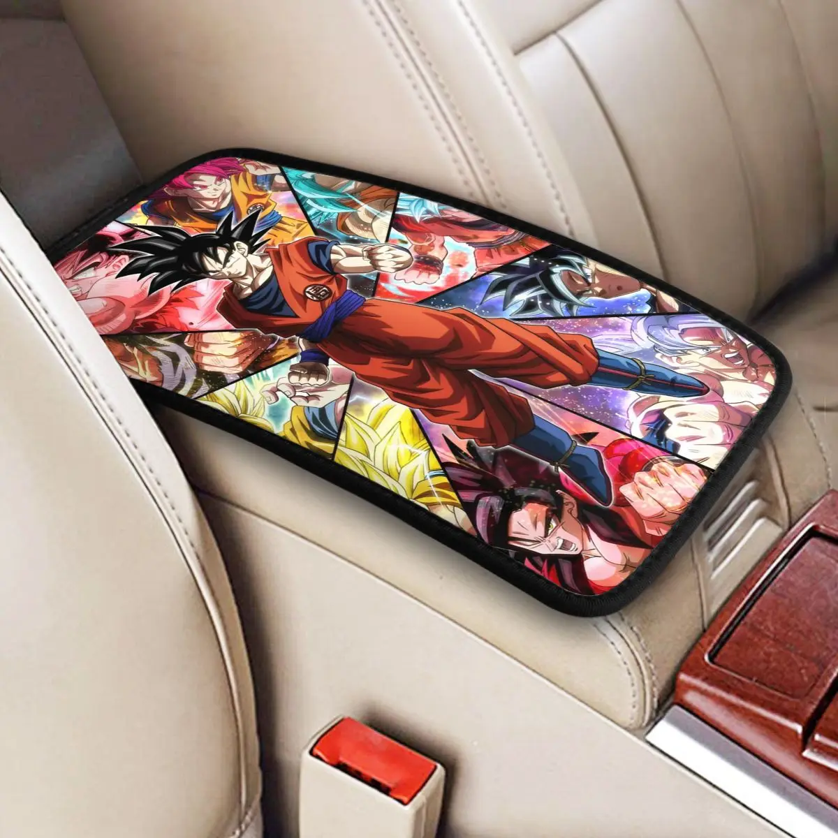 หนังคอนโซลกลางฝาครอบ Pad Universal Dragon Ball Z DBZ รถ Arm Rest Cover Mat DBZ กล่องเก็บ