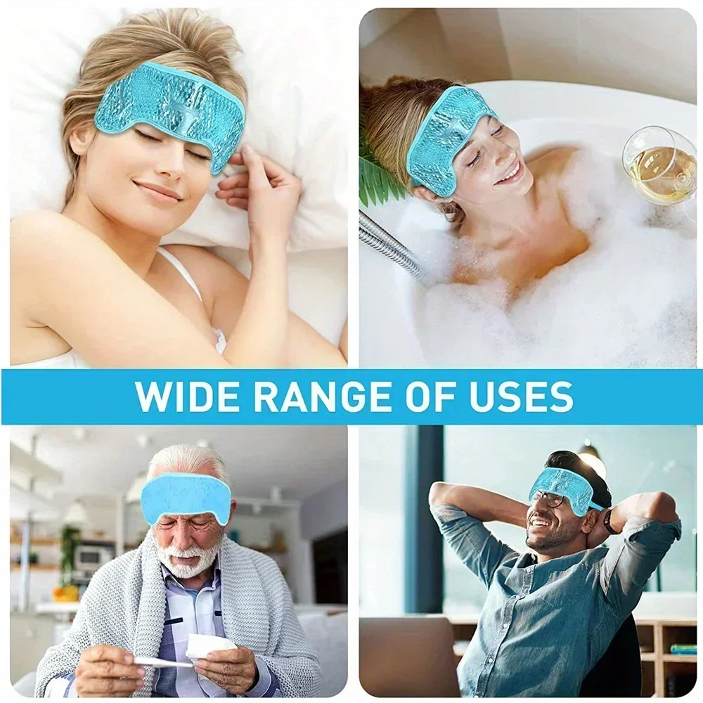 ร้อน/เย็นเจลลูกปัดไมเกรนห่อแพ็คน้ําแข็งพร้อมเจลลูกปัด Soft Plush Backing Ice Wrap สําหรับอาการปวดหัวความเครียดบรรเทาสปานวด