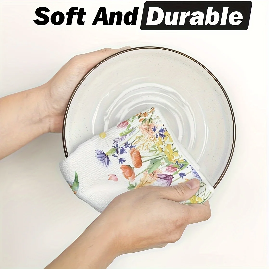 عبوة من مناشف المطبخ على شكل نحلة وطائر طنان | طباعة الأزهار الملونة | لينة ماصة | قماش ديكور متعدد الاستخدام للمطبخ والغرفة #6