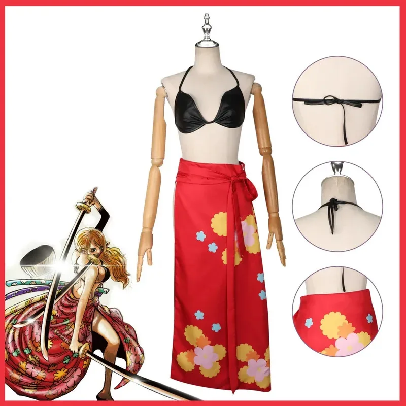 

Аниме Нами Косплей Костюм Два года позже Сексуальное бикини Белье Летний купальник Красная юбка Парик Женщина Пляжные карнавальные костюмы для вечеринок;3