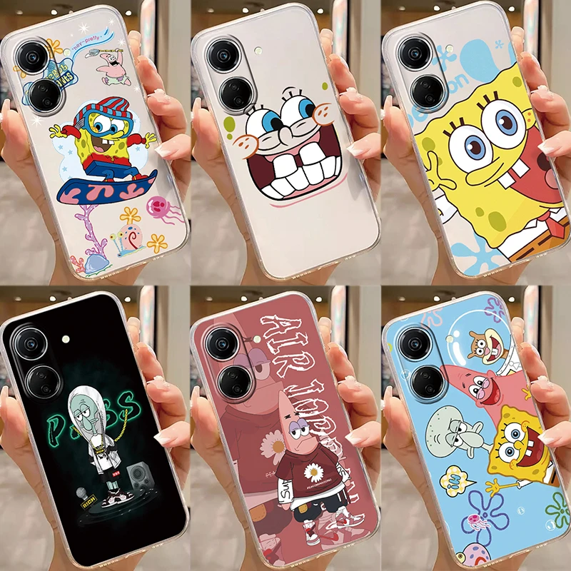 For Poco C65 Soft Silicone Transparent Protective Capa Sponge-Bob-Patrick-Star Back Cover Fundas For Xiaomi PocoC65 C 65 Bags