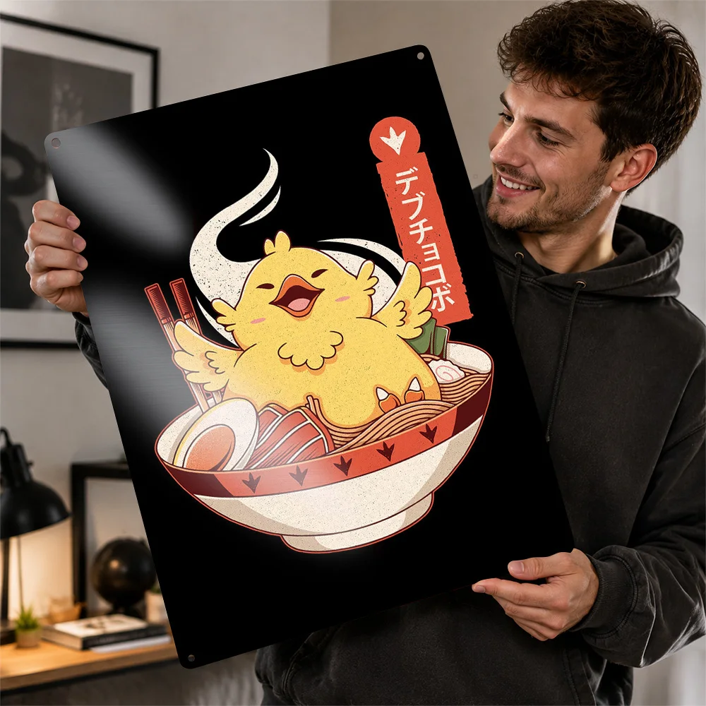 Final Fantasy Chocobo Art Personalized 3D Textured Metal Poster Wall Art Tinplate Sign for Gaming Room Decoration Man Wand Deko