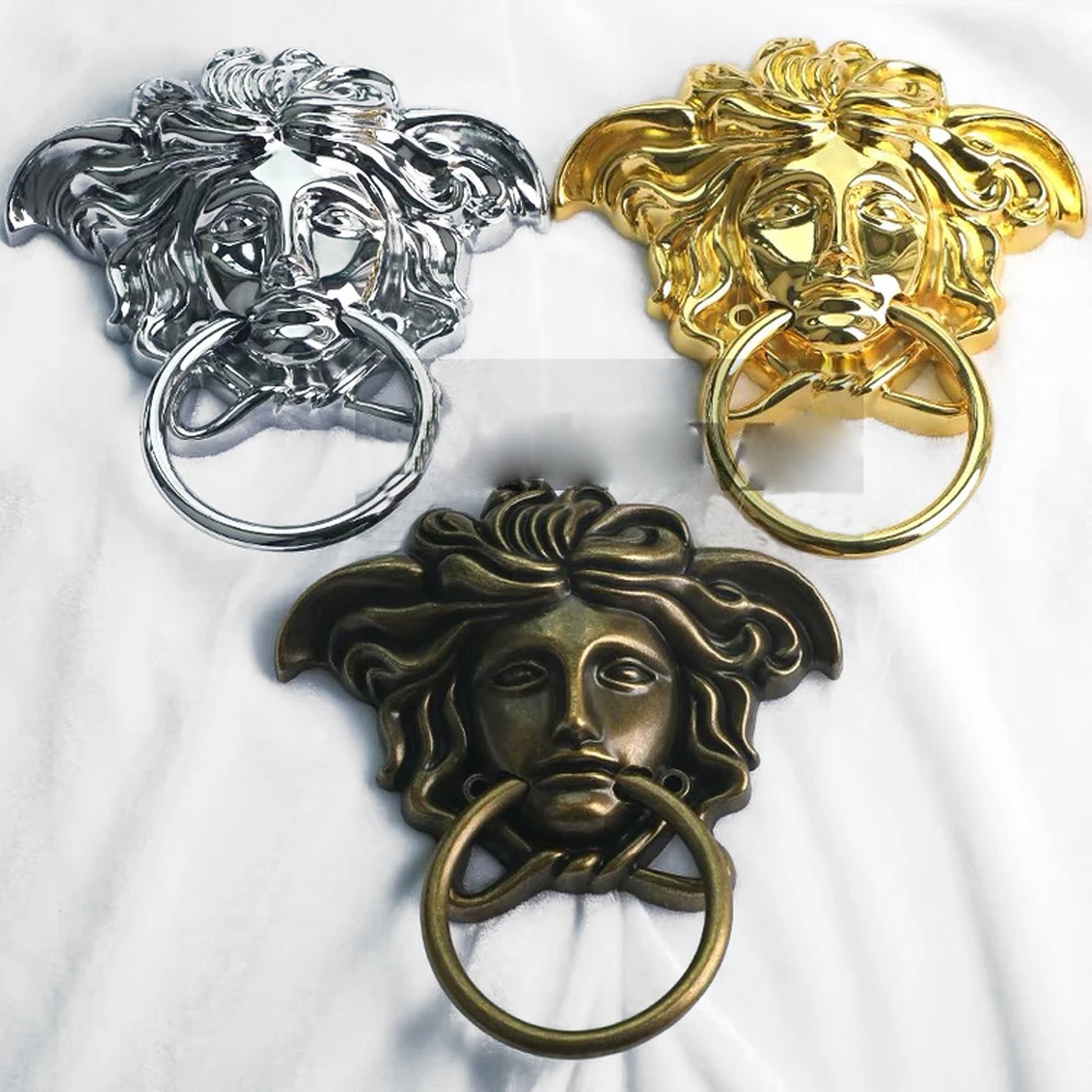 Retro Sofa Decoration Drop Ring Handle Wooden Door Furniture Chair Back Mounted Hardware Wood Door Pull Antique Human Facee