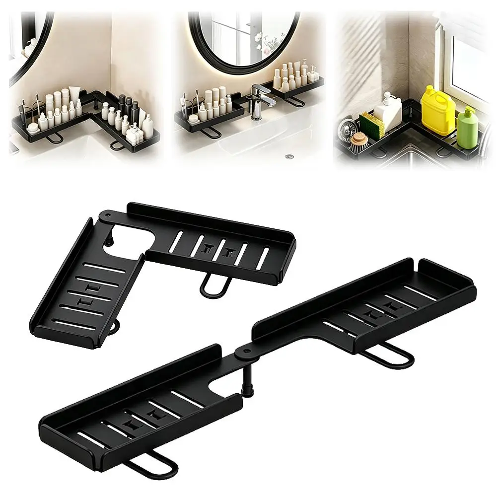 Faltbares Eckregal für Badezimmer, Wasserableitung, einfaches Regal für Armaturen, universeller Organizer ohne Bohren, Waschtisch-Aufbewahrung – Detail 4
