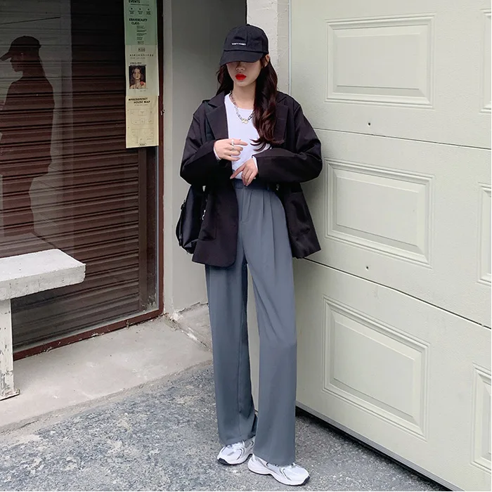 Trend Loose Suit Wide Leg Baggy Pants Woman Autumn Elegant Chic Office Lady Casual Trousers Harajuku High Waist Pants Korean Y2k