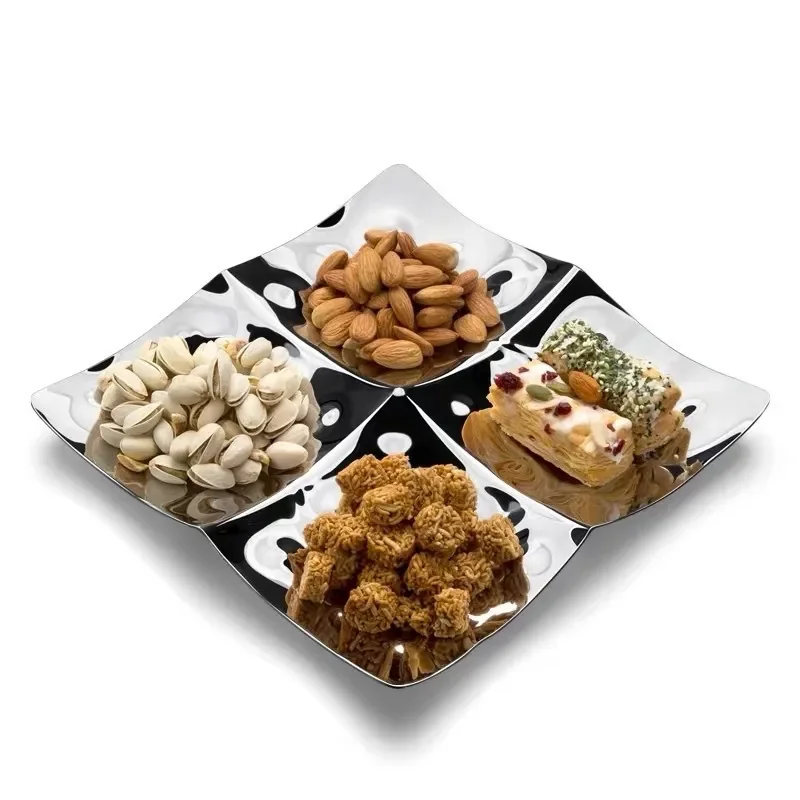European dining table fruit plate creative light snack plate candy dried fruit nut grid tray dessert exquisite and