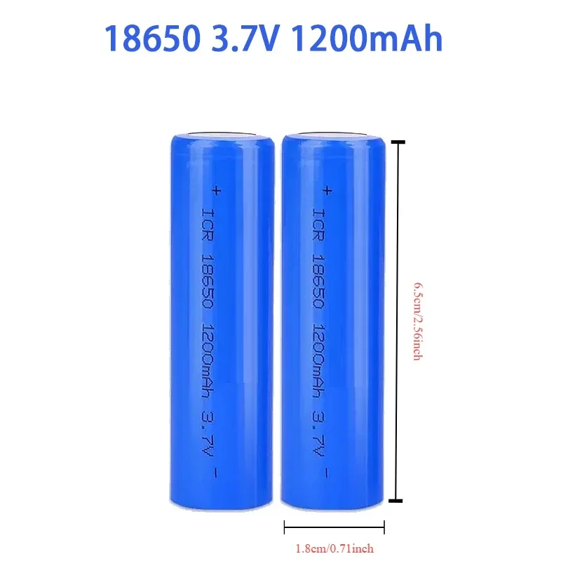 3.7V 18650 1200mAh Li-ion Rechargeable Battery for Lanterns, Flashlights, Doorbells,Fans, Shavers, Solar street light,Wholesale