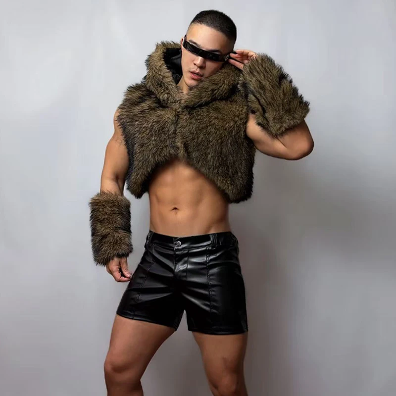 Abbigliamento per Spettacoli di Danza Gogo, Completo da Palcoscenico per Uomo, Top Soffice e Pantaloncini Neri, Abbigliamento Jazz Ds, Vestiti da Festa per Nightclub Maschili VDL5086