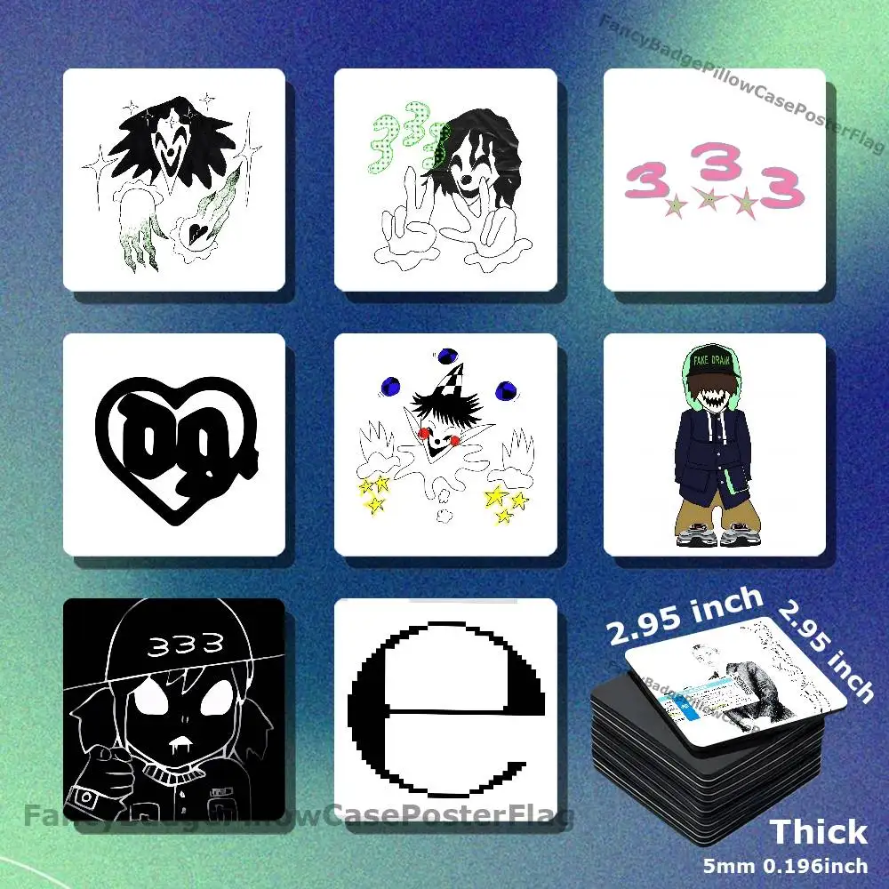 Bladee D-Drain Gang 333 Magnetic Square Refrigerator Sticker Creative DIY Acrylic Fridge Magnets Souvenir Gift