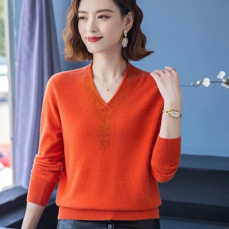 Col en v automne hiver pull pulls femmes corée lâche épais cachemire pull pull femmes surdimensionné pull pull