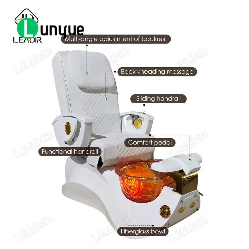 Electric Reclining Pedicure Chair for Beauty Manicure Foot Care Spa Comfortable Massage Chair Professional Nail Station