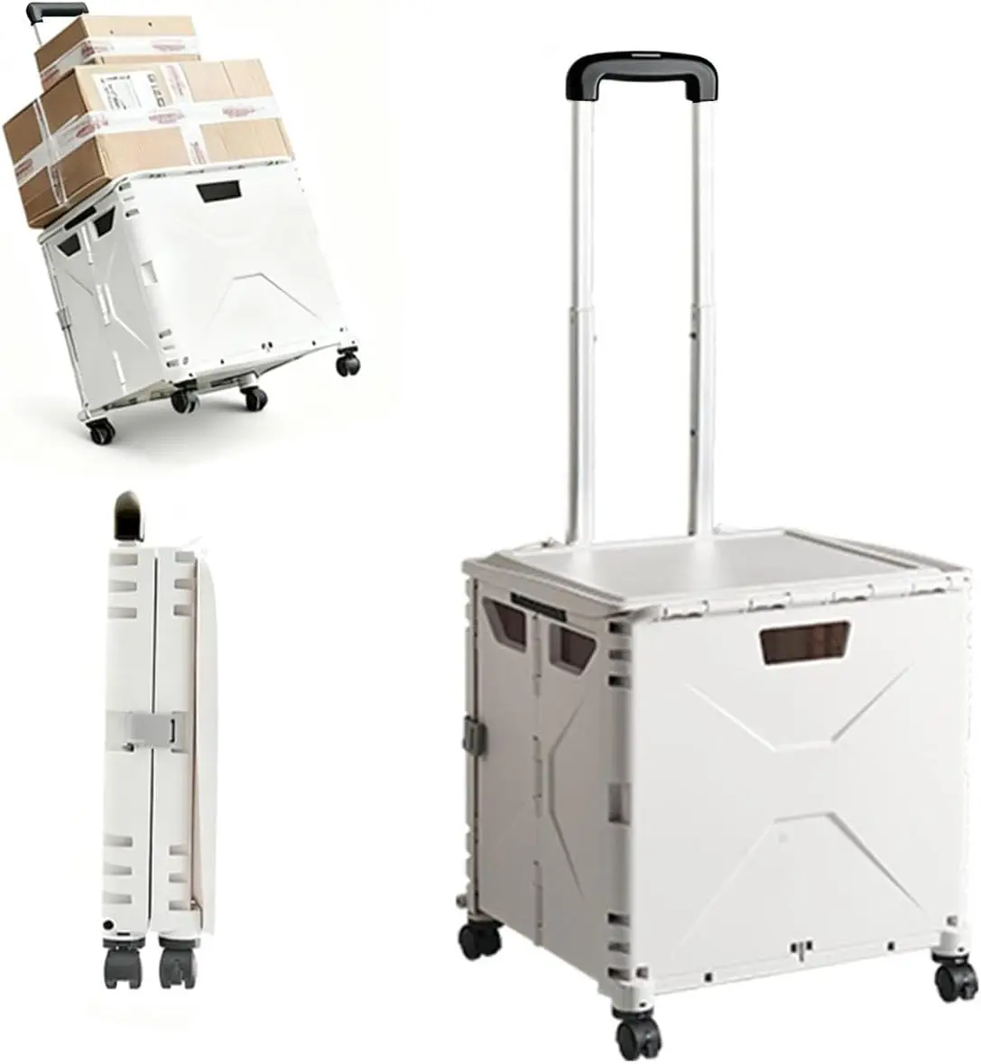 

Collapsible Rolling Crate on Wheels for Teachers-Heavy Duty Plastic Teacher Tote Basket with Capacity,Durable Wheels,and Multi