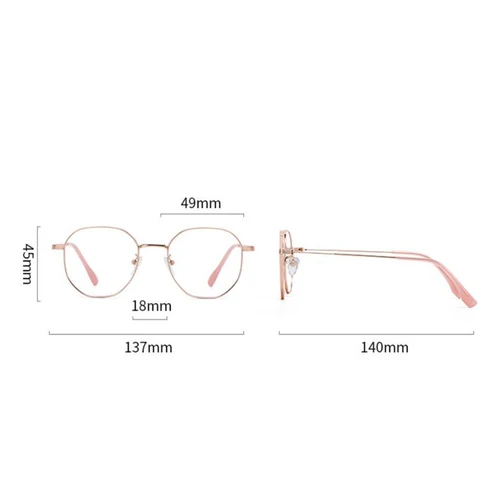 Imagen 2 del producto Gafas poligonales de Metal para estudiantes para miopía para mujeres y hombres, montura de oro rosa, gafas graduadas de 0-0,5-0,75 a-6,0