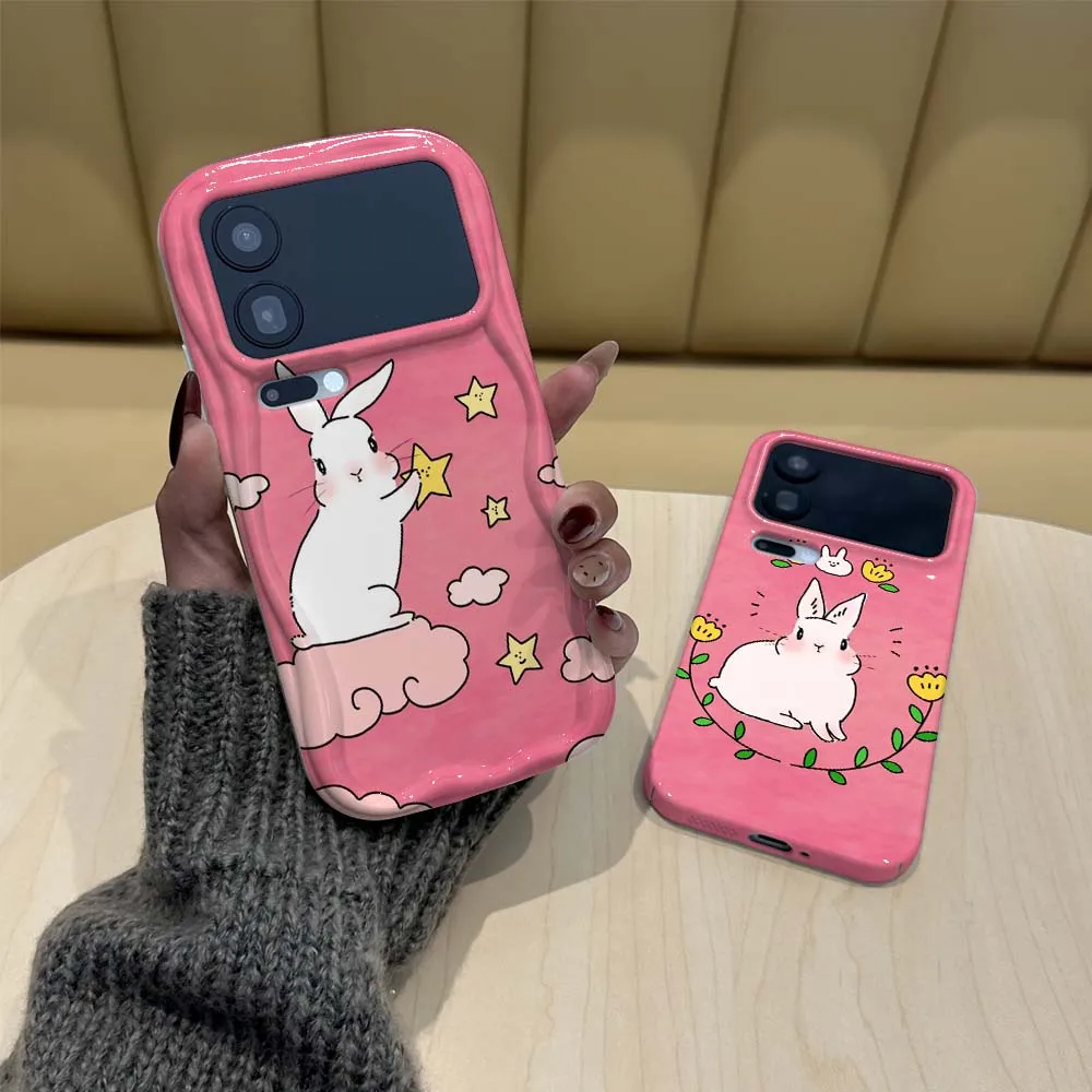

Cartoon Rabbit Flower Wreath For Redmi Note 11 11S 11T 12 12S 12T 13 14 15 SE Pro Plus Speed 5G Wave Oil Film Phone Case