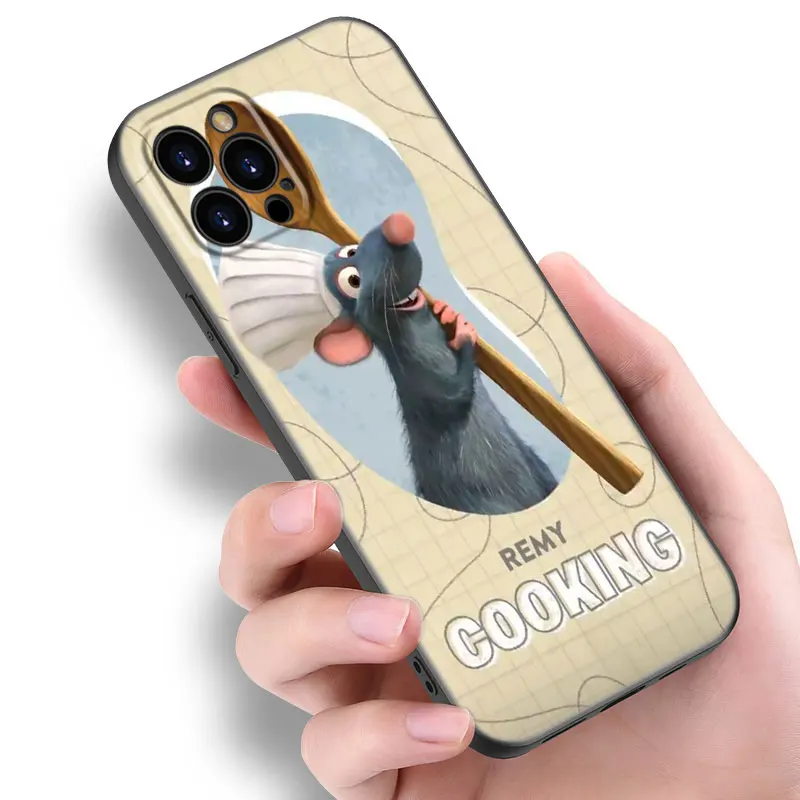 Disney Ratatouille Remy Black Silicone Phone Case For Apple iPhone 12 13 Mini 11 14 15 Pro Max 7 8 Plus X XR XS SE 2020 2022