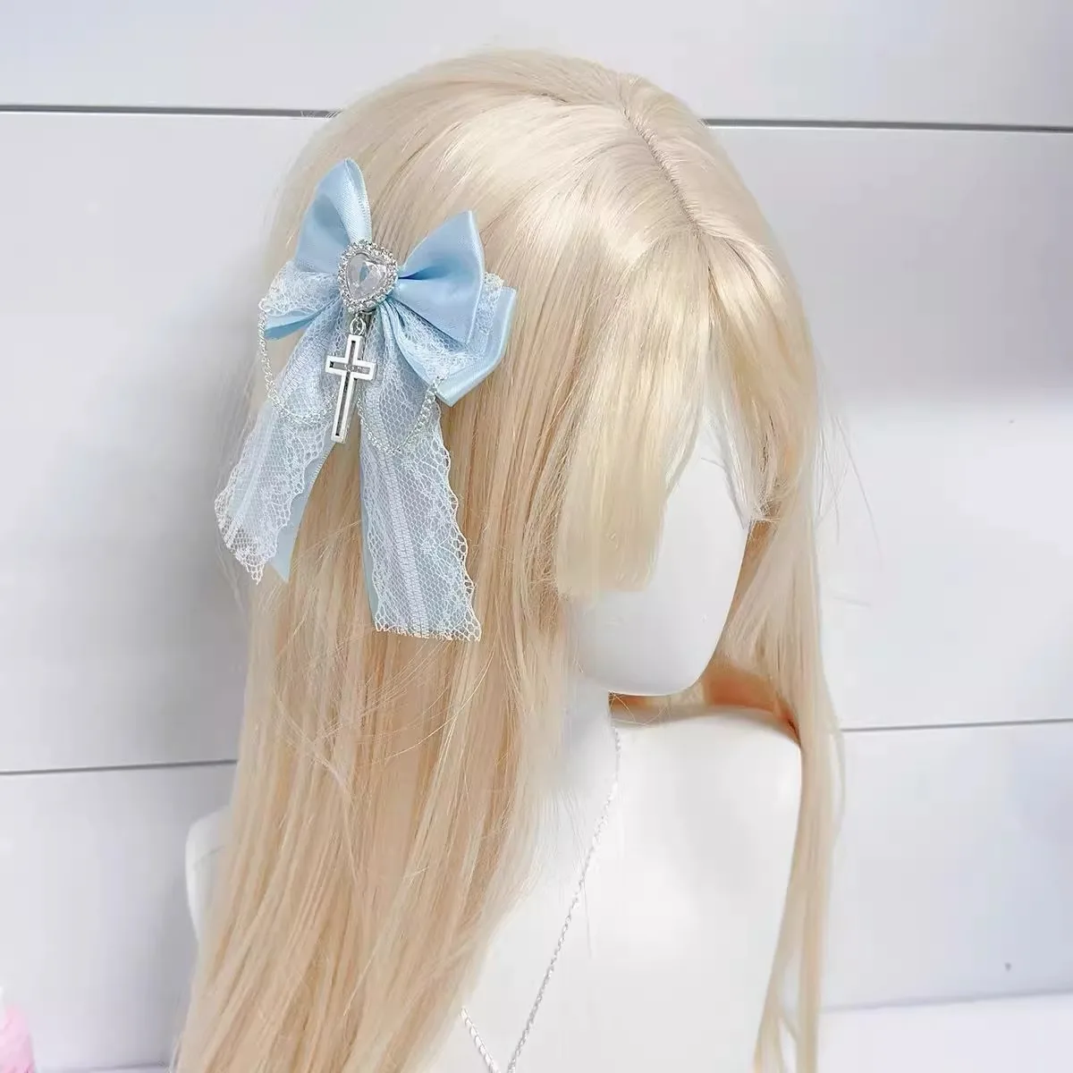 Neue Subkultur Gothic Harajuku Y2K Mädchen Lolita Japanische Bunte Schleife Spitze Brief Doppel Pferdeschwanz Haarspange Brosche 10x5x3cm