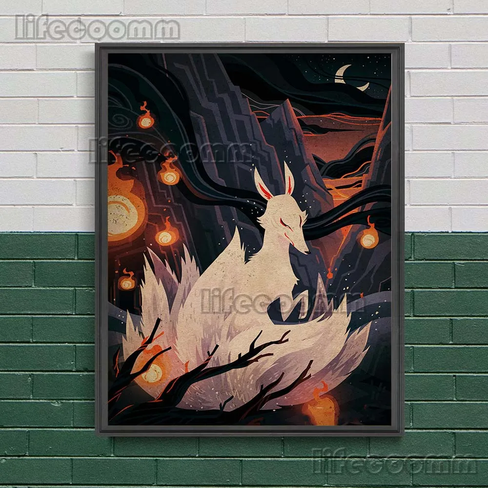 Phoenix,Unicorn,Sorceress Vintage Wall Art Canvas Painting Pegasus And Dragon Retro Poster And Print For Living Room Decoration