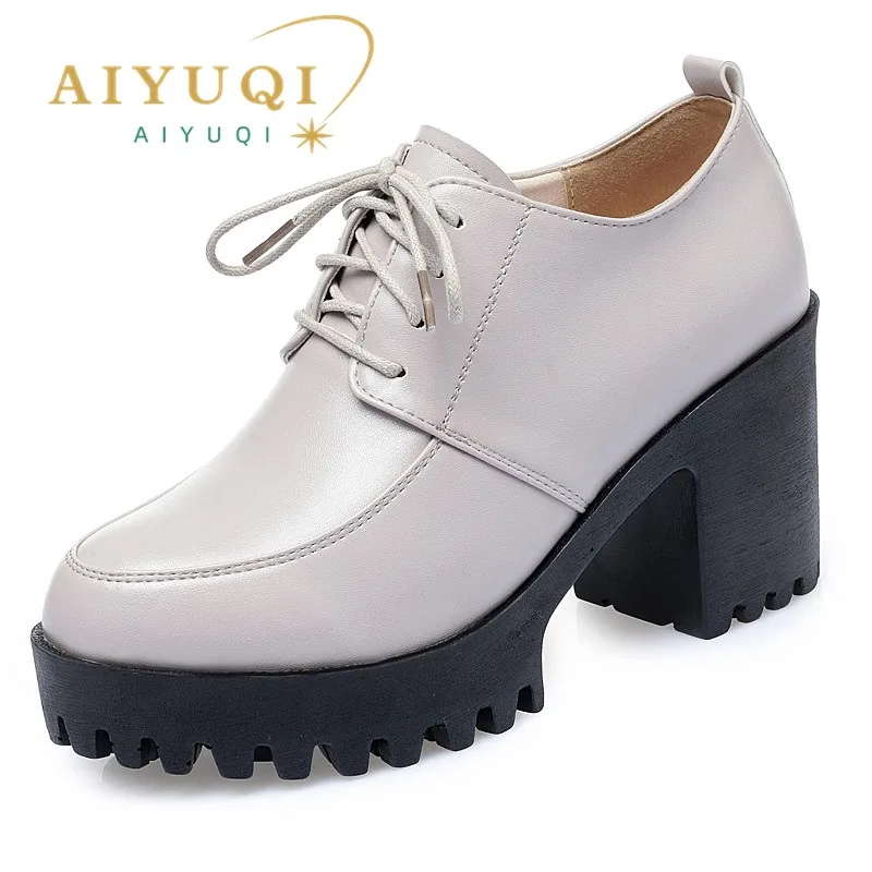 

AIYUQI Dress Shoes Women Spring 2024 New Genuine Leather Women's High Heels Shoes Platform Fashion Ladies Shoes