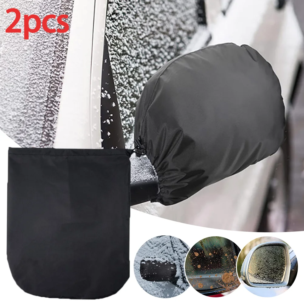 2Pcs Black Auto Car Rear View Side Mirror Frost Guard Snow Ice Winter Waterproof Cover Mirror cover Sun protection snow cloth