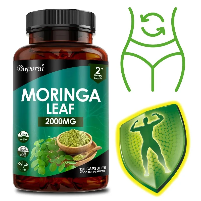 

Капсулы с листьями Морinga — антиоксиданты, питает поддержку кожи, улучшает уровень энергии, пищеварить и здоровье кишечника.