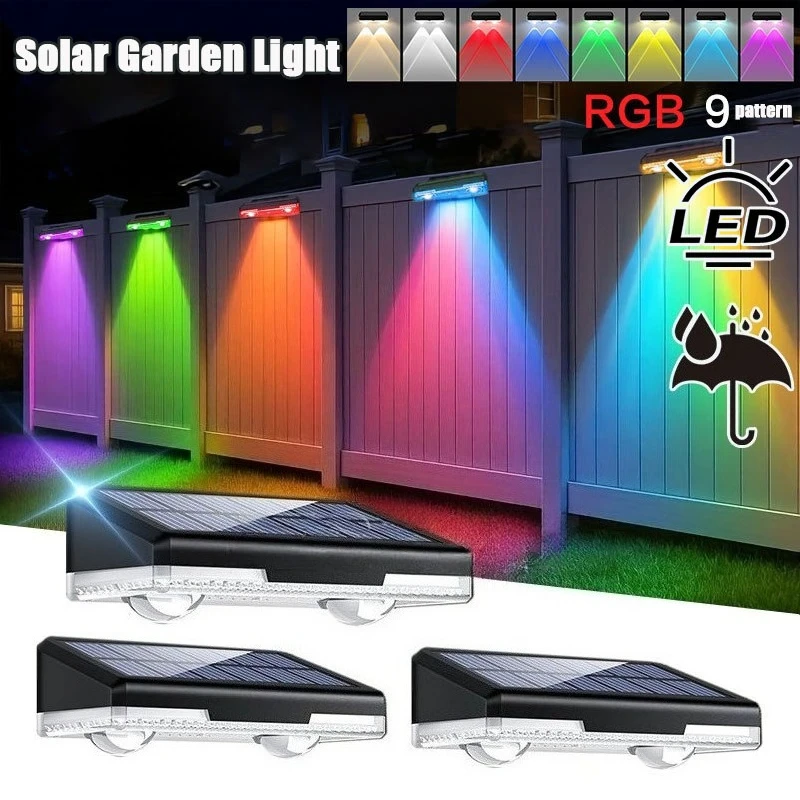 4-8PCS Solar Wall Washer Light Waterproof Outdoor Warm White IP65 Auto Dusk To Dawn for Patio Balcony Garden Yard Decor